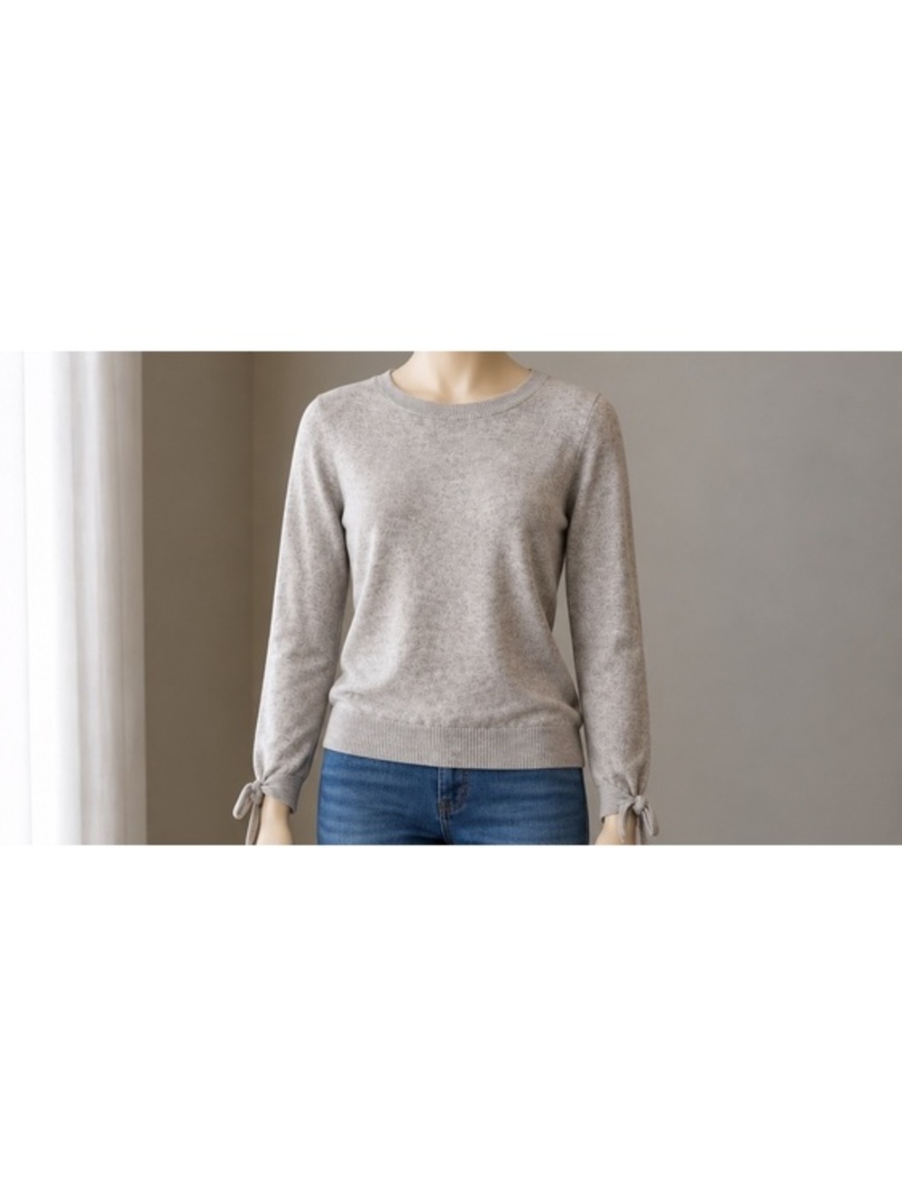 Banana Republic Filpucci Italian Wool Cashmere Sweater Petite M Gray Tie Cuff
